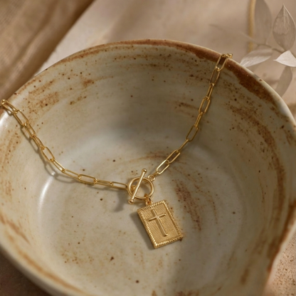 The Eternal Cross Pendant Necklace - 14k Gold Plated Stainless Steel