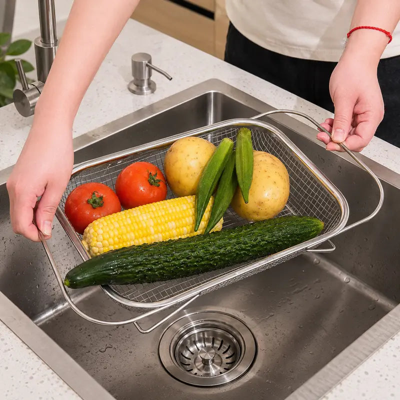 Adjustable Over the Sink Kitchen Strainer Basket