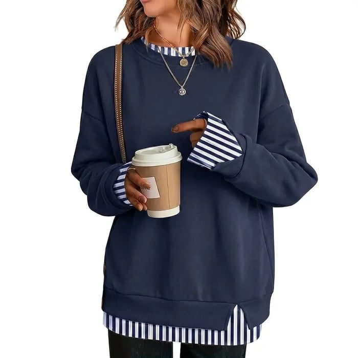 Casual-style sweatshirt with a 'faux-layered' look.