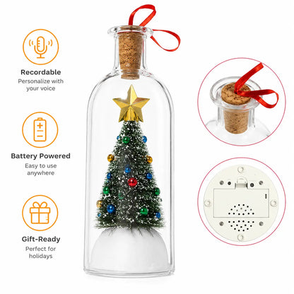 RUXACTY Recordable Christmas Message in a Bottle Ornament 8 Inch Voice Recording Holiday Keepsake with Playback Snowy Christmas Tree Scene Glass Bottle Decoration for Tree Home and Gift,back to school,back to school haul