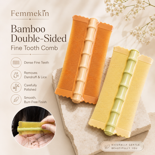 Bamboo Double-Sided Fine Tooth Comb