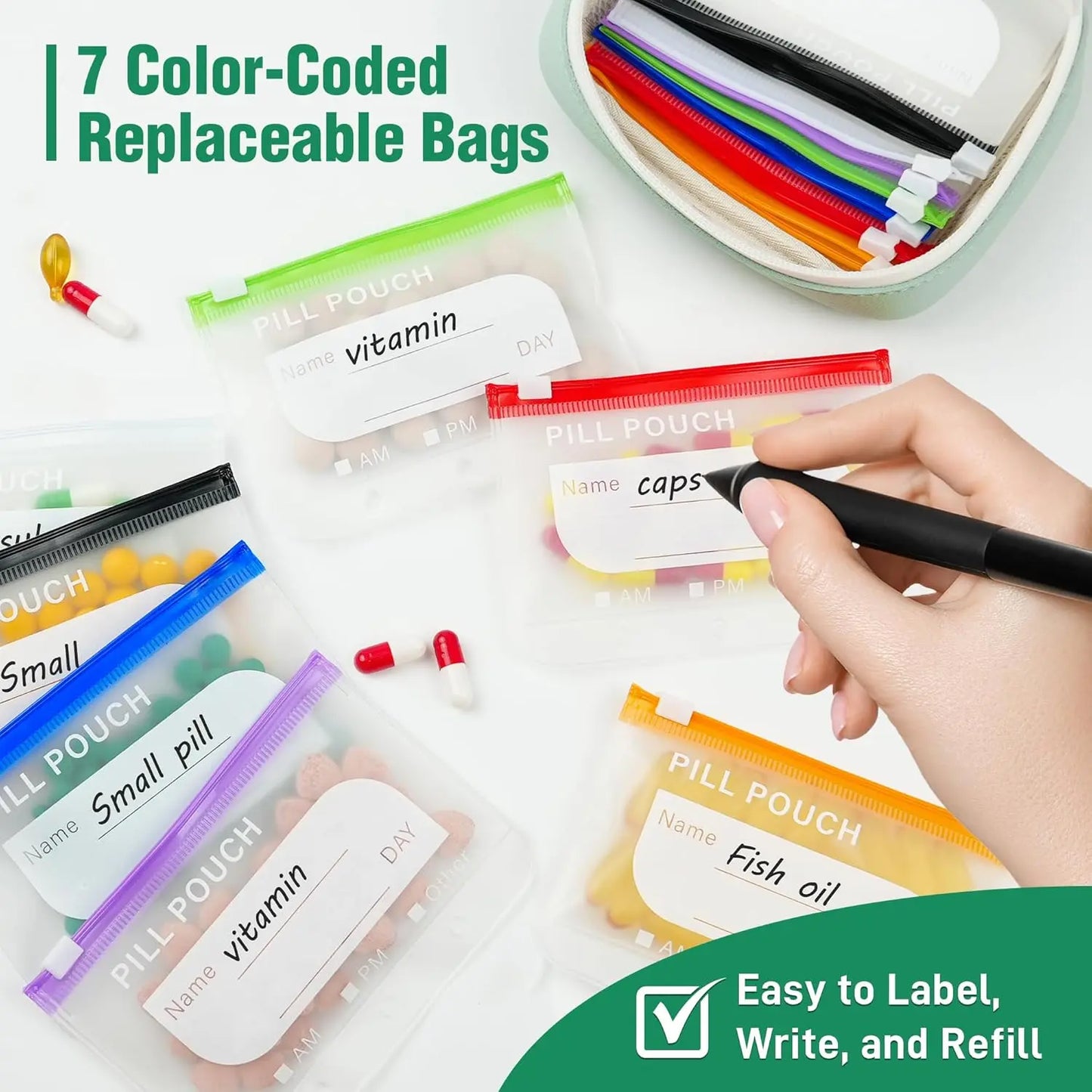 A8 Waterproof Large Pill Organizer Set for Travel and Daily Use