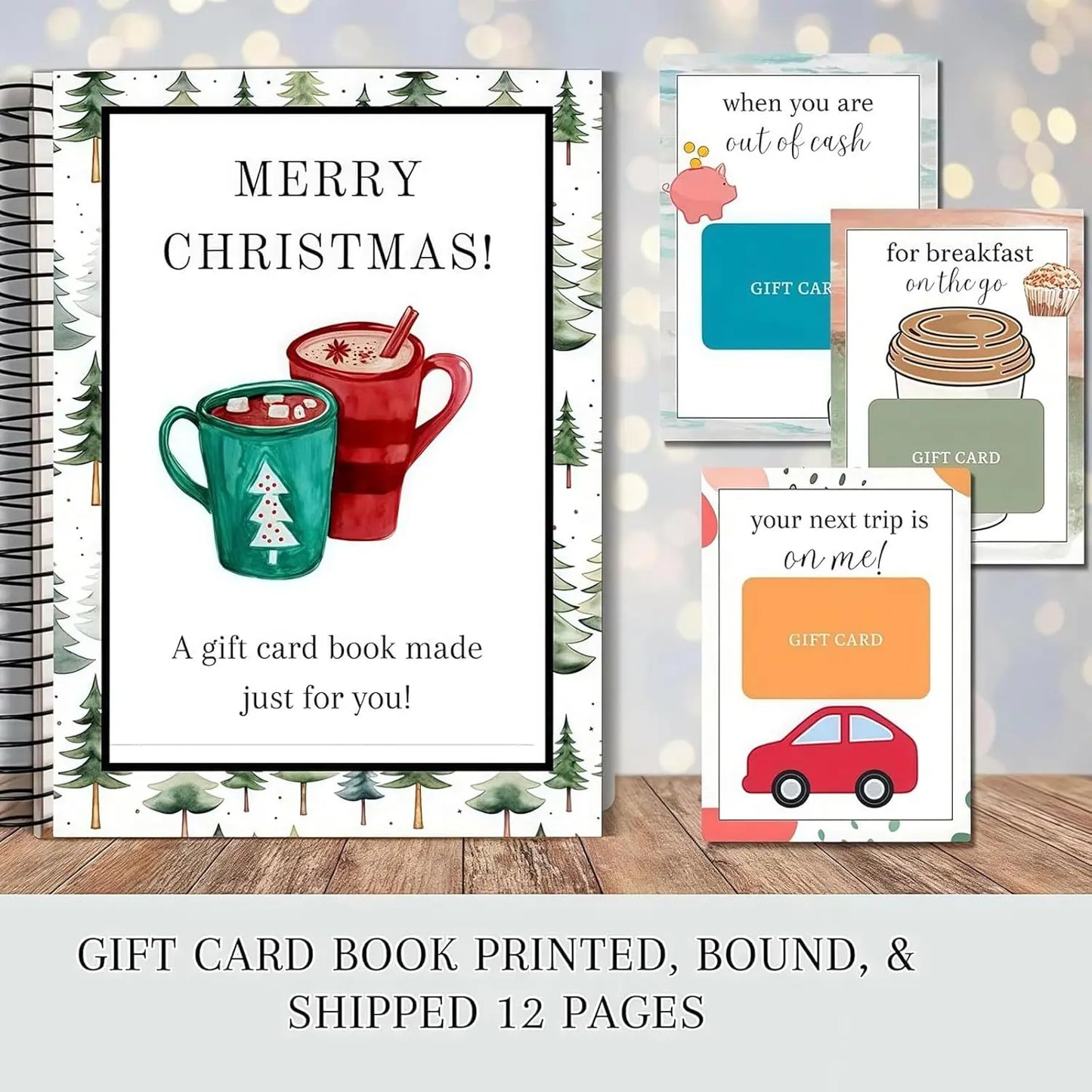Christmas Gift Card Book, Diy Spiral Bound Gift Card Book, 5x7 Inch Colorful Spiral Bound Card Book , Christma Gift Cards Books Holder, DIY Personalized Xmas Gifts for Family, Friends, Students