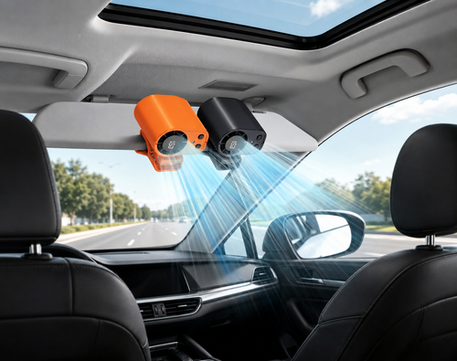 Car Clip Fan with 360° Rotation & USB Rechargeable