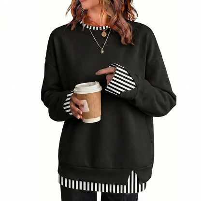 Casual-style sweatshirt with a 'faux-layered' look.