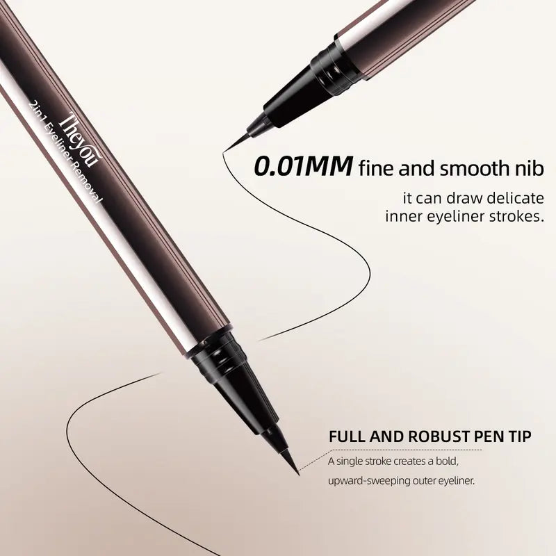 Ultra-Smooth Creamy Liquid Eyeliner | 2-in-1Dual Tip I Weightless, Waterproof & 24H Long-Lasting