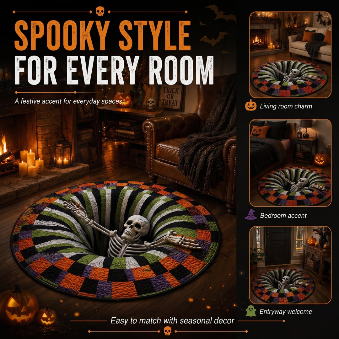 🔥 Flash Sale - 3D Haunted Stairway Round Halloween Rug