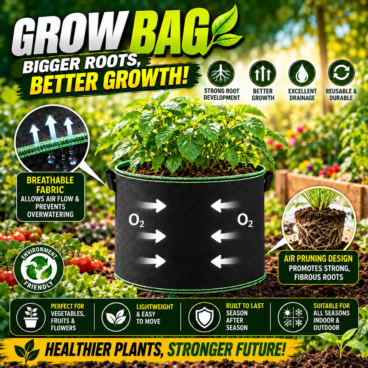Heavy-Duty Breathable Grow Bags