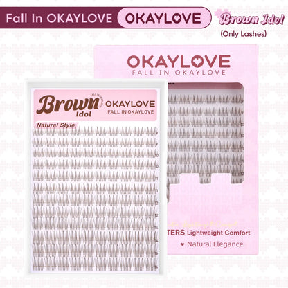 OKAYLOVE Idol Black| Brown Idol Lash Clusters Kit | D Curl Wispy Lash Extension Kit | Lightweight Look Like Real Lashes DIY Eyelash at Home for Natural Makeup Girl Gifts #backtoschool #sohochic
