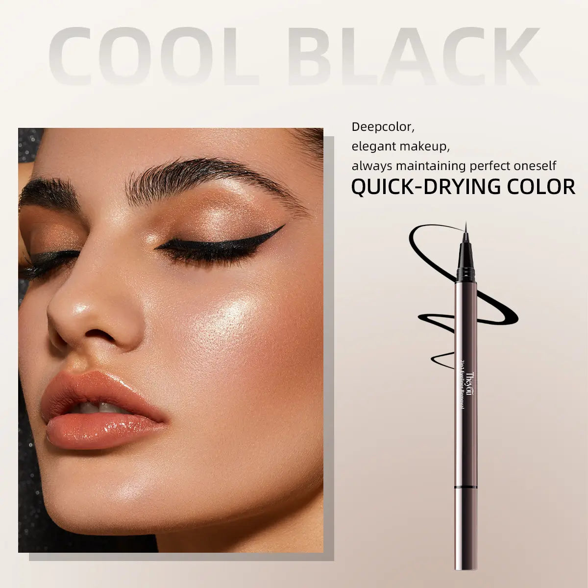 al-Ended Eyeliner Pen 24H Smudge-Proof Waterproof Liner