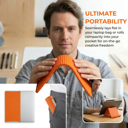 【DealsForYouDays】Flexible Silicone Aluminum Phone holder stand, Bendable Rollable Foldable Design, Universal Adjustable Anti-Slip Desktop Mount for Phone Tablet Laptop, Portable Ergonomic Holder for Home Office Travel-YY