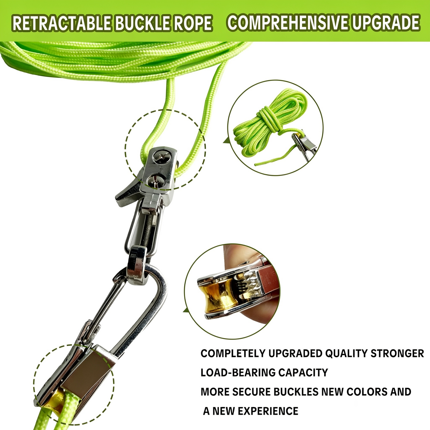 Multi Function Retractable Buckle Rope for Camping Hiking and Outdoor Use