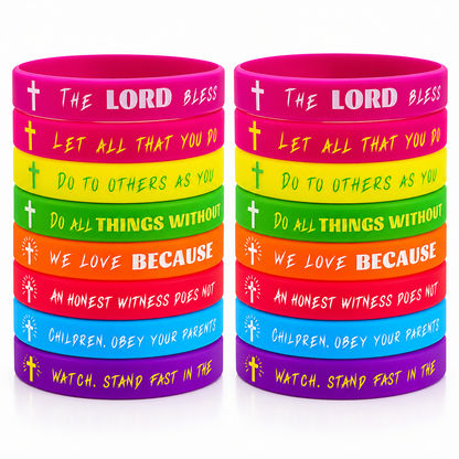 ✝️ 30PCS Bible Verse Bracelets – Christian Faith Wristbands for Church Events, Youth Groups & Sunday School Rewards