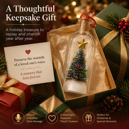RUXACTY Recordable Christmas Message in a Bottle Ornament 8 Inch Voice Recording Holiday Keepsake with Playback Snowy Christmas Tree Scene Glass Bottle Decoration for Tree Home and Gift,back to school,back to school haul