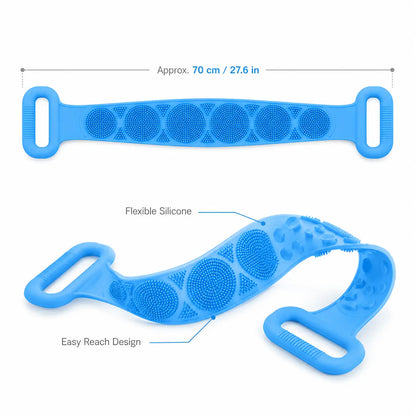 Double Sided Silicone Back Scrubber with Long Handles