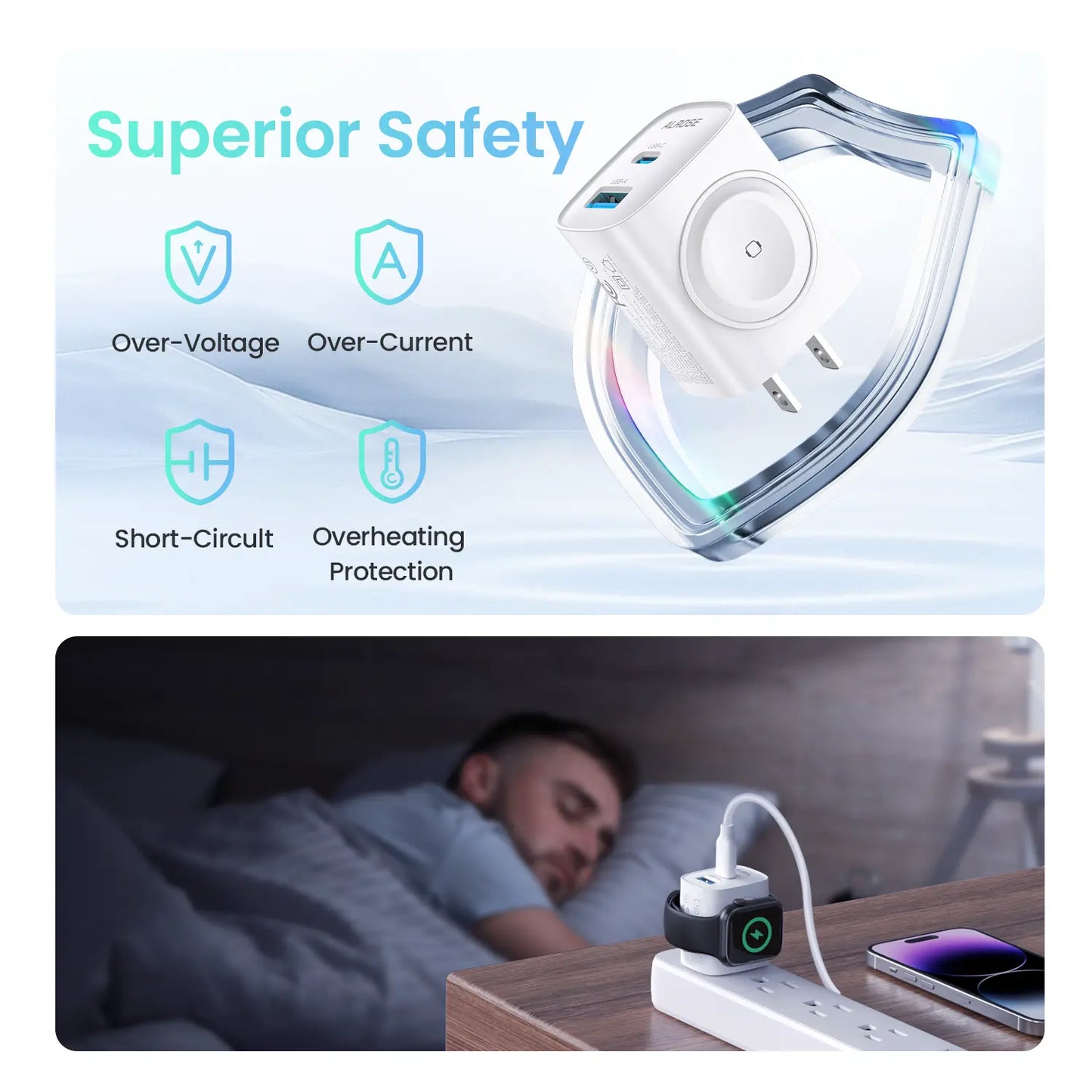 3-in-1 Magnetic Wireless Charger Plug with USB-C Fast Charging