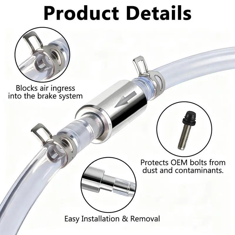 Car Brake Bleeder Hose Kit with One-Way Check Valve
