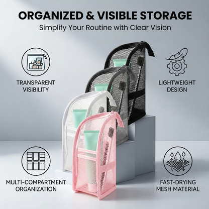 Mesh Zipper Toiletry Storage Pouch