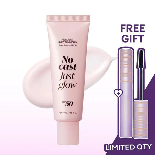 Collagen Sunscreen SPF 50 Lightweight No White Cast Glow Formula（Free mascara）