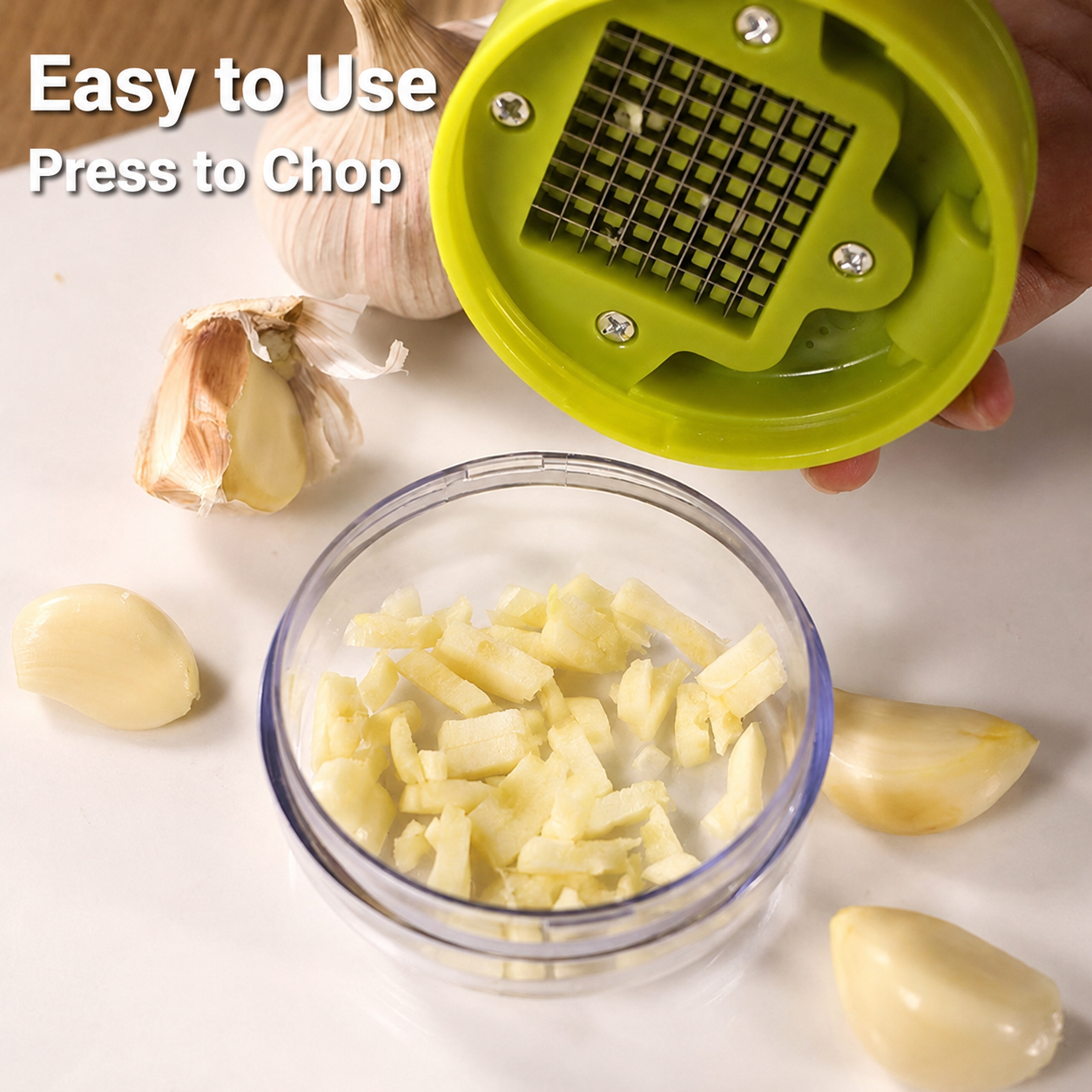One-Press Garlic Chopper with Storage Container