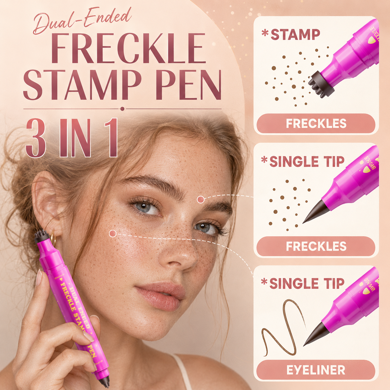2 in 1 Waterproof Faux Freckle Stamp & Fine Tip Pen