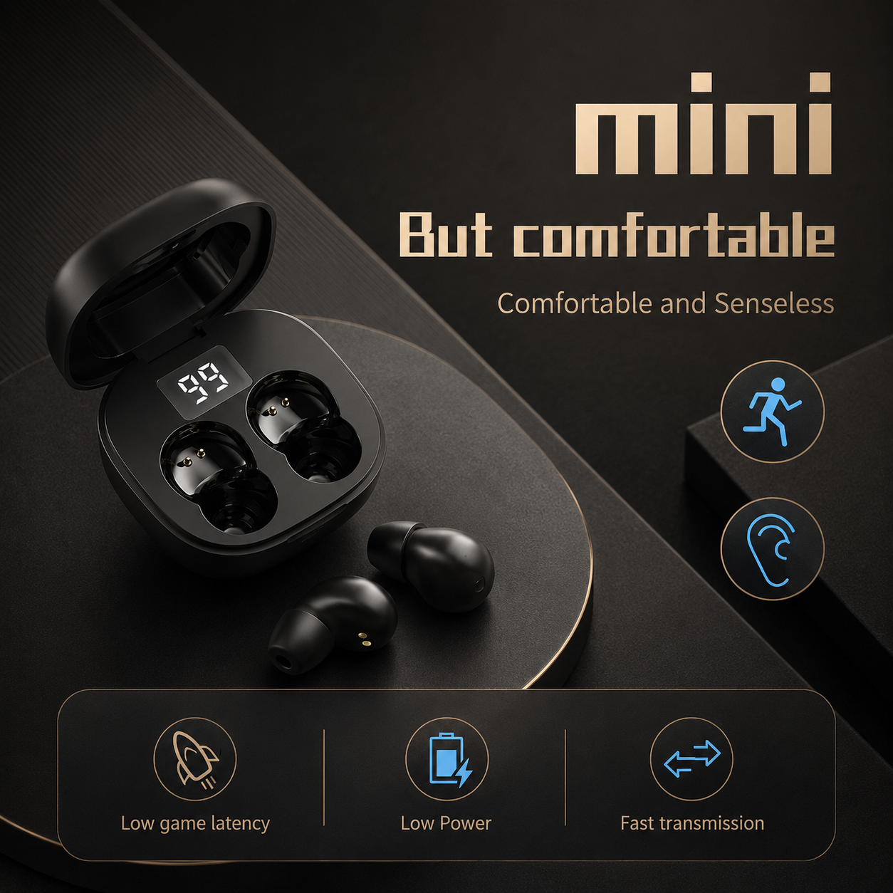 Ultra Small Invisible Sleep Earbuds for Side Sleepers with 25 Hour Battery