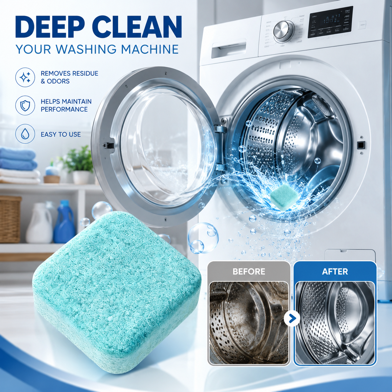 Eco Friendly Washing Machine Cleaner for Pet Odor Removal
