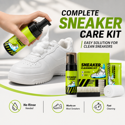 Complete Shoe Cleaning and Care Kit with Brushes and Stain Removal Wipes
