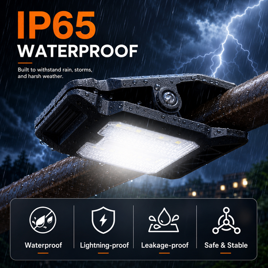 Solar Motion Sensor Outdoor Clip Light for Camping Garden and Garage