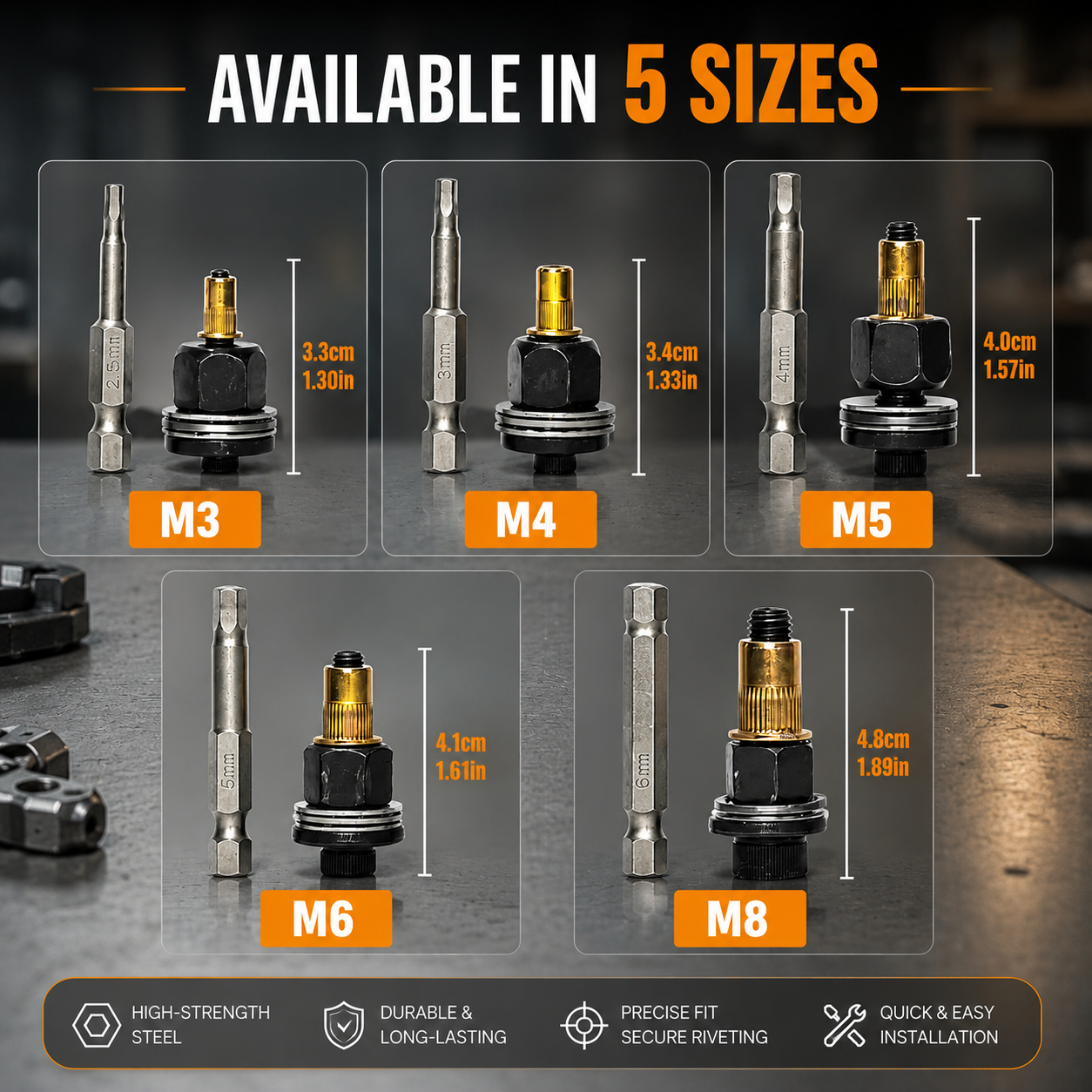 M3 M4 M5 M6 M8 Rivet Nut Tool Kit for Automotive Repair