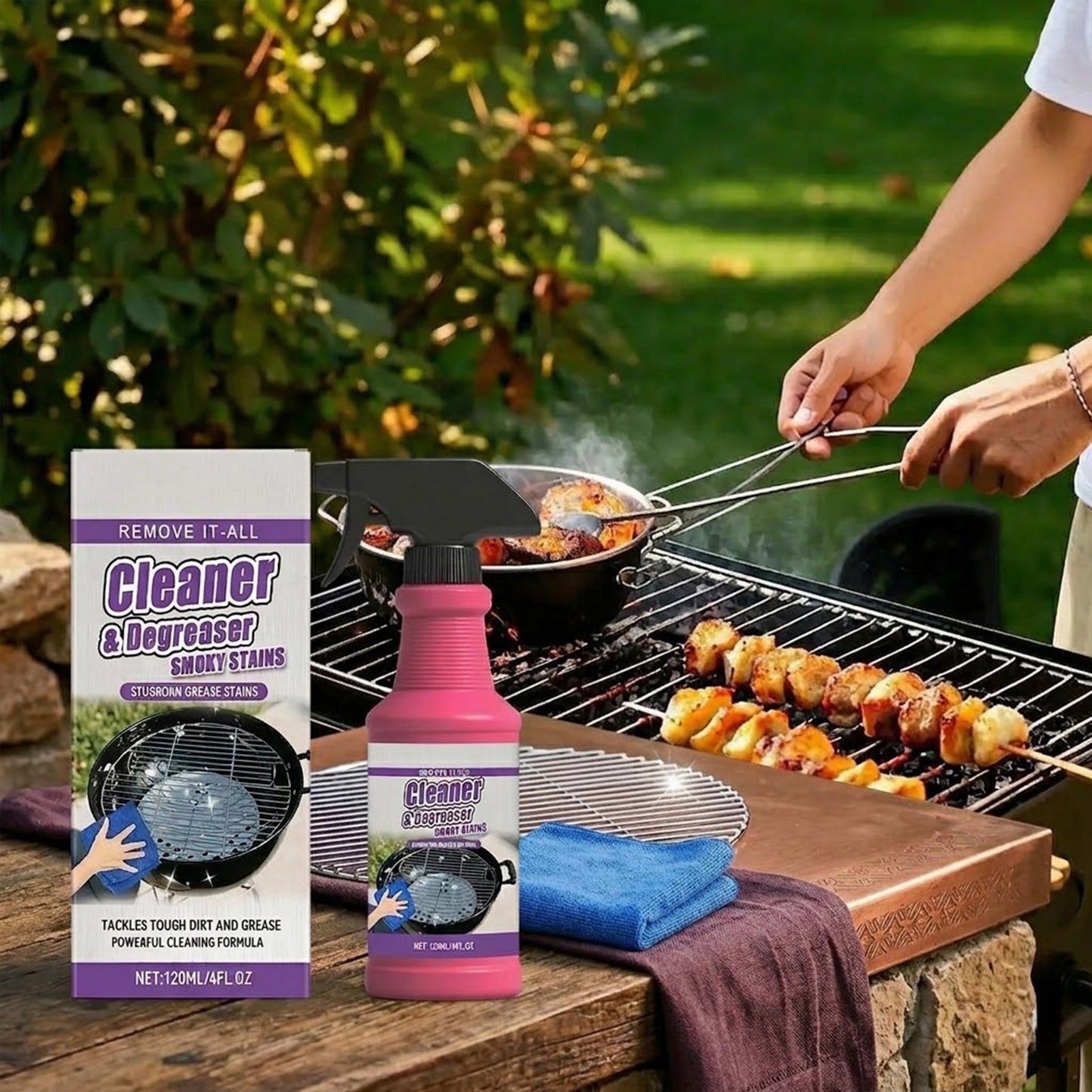 Heavy Duty BBQ Grill Cleaner Degreaser Spray for Grease and Smoky Stain Removal