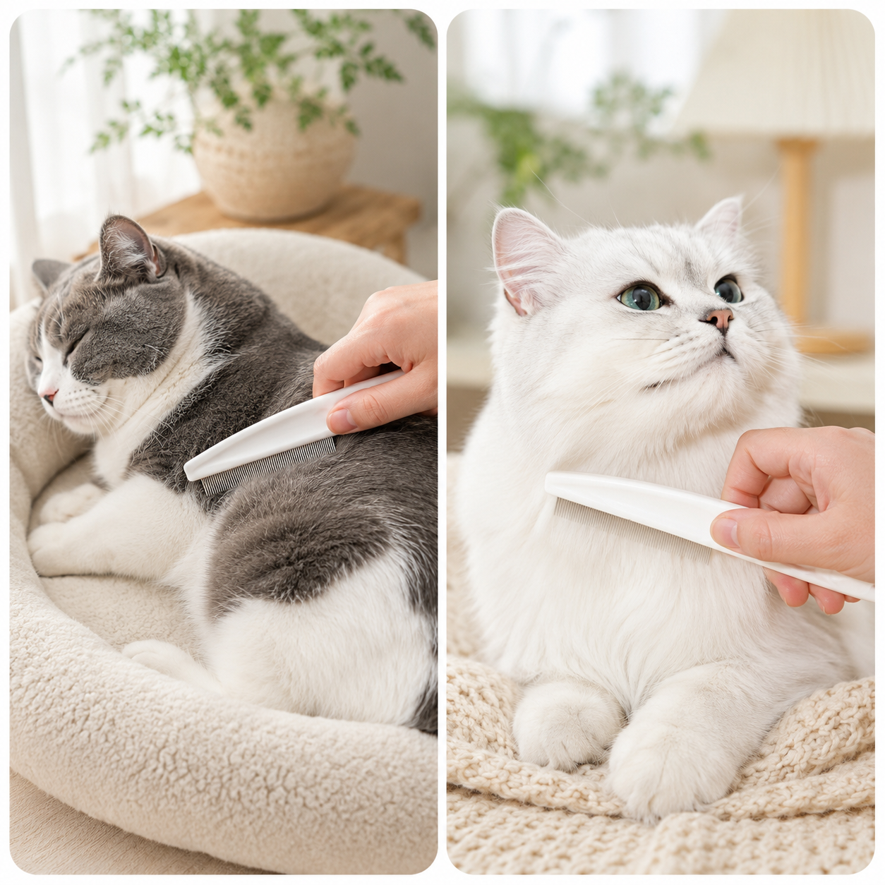 2 Pack Pet Grooming Comb Set for Small Dogs and Cats Flea and Lice Removal