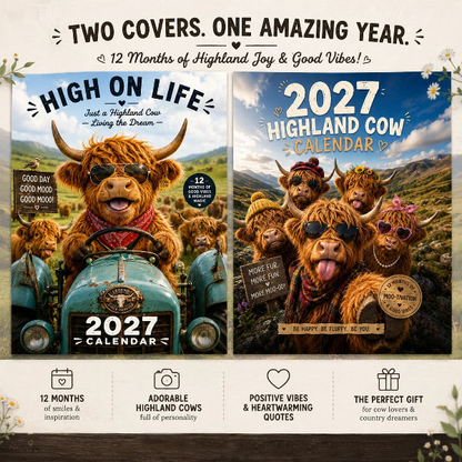 🔥2027 Funny Highland Cow Wall Calendar | A4 Hanging Calendar