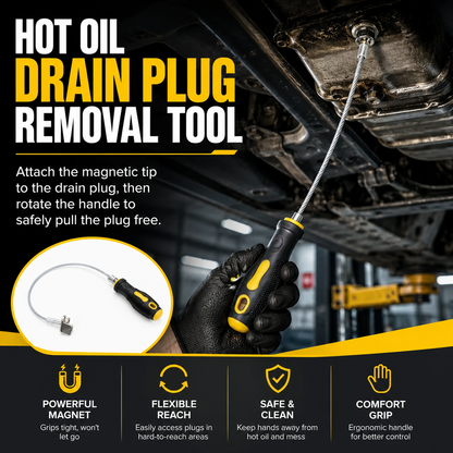 Heavy-Duty Magnetic Oil Drain Bolt Removal Tool 14 in