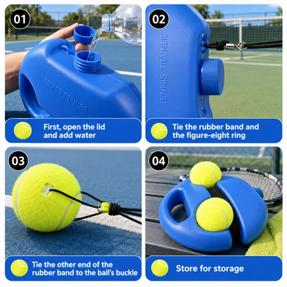 2 Piece Portable Tennis Trainer Set with Rebound Balls