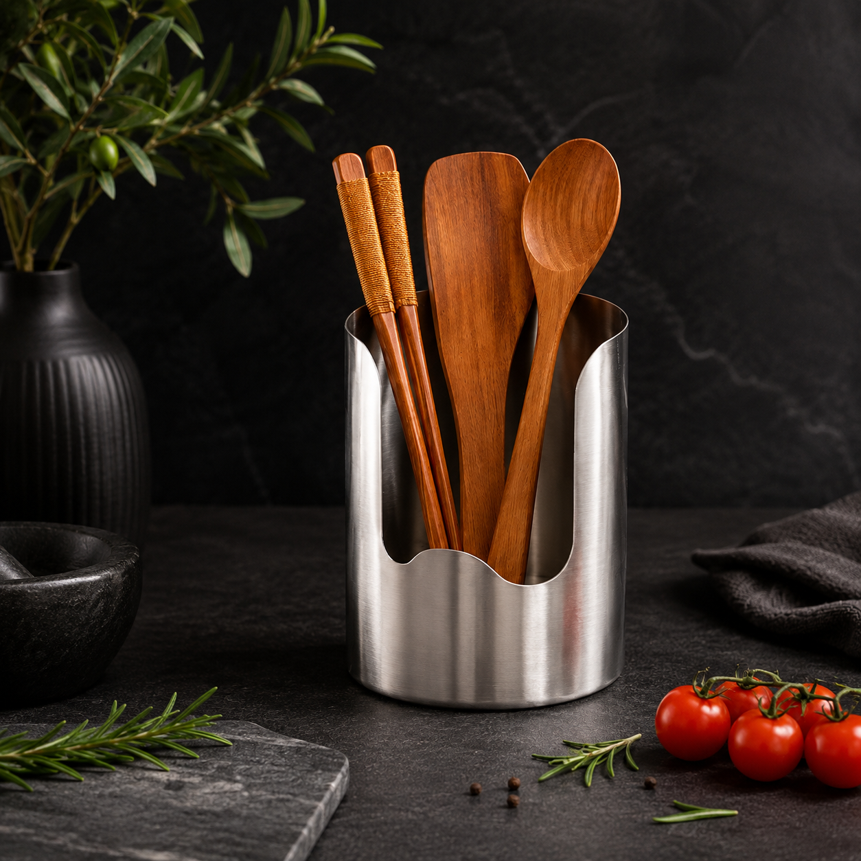 Multi-Functional Stainless Steel Kitchen Utensil Holder