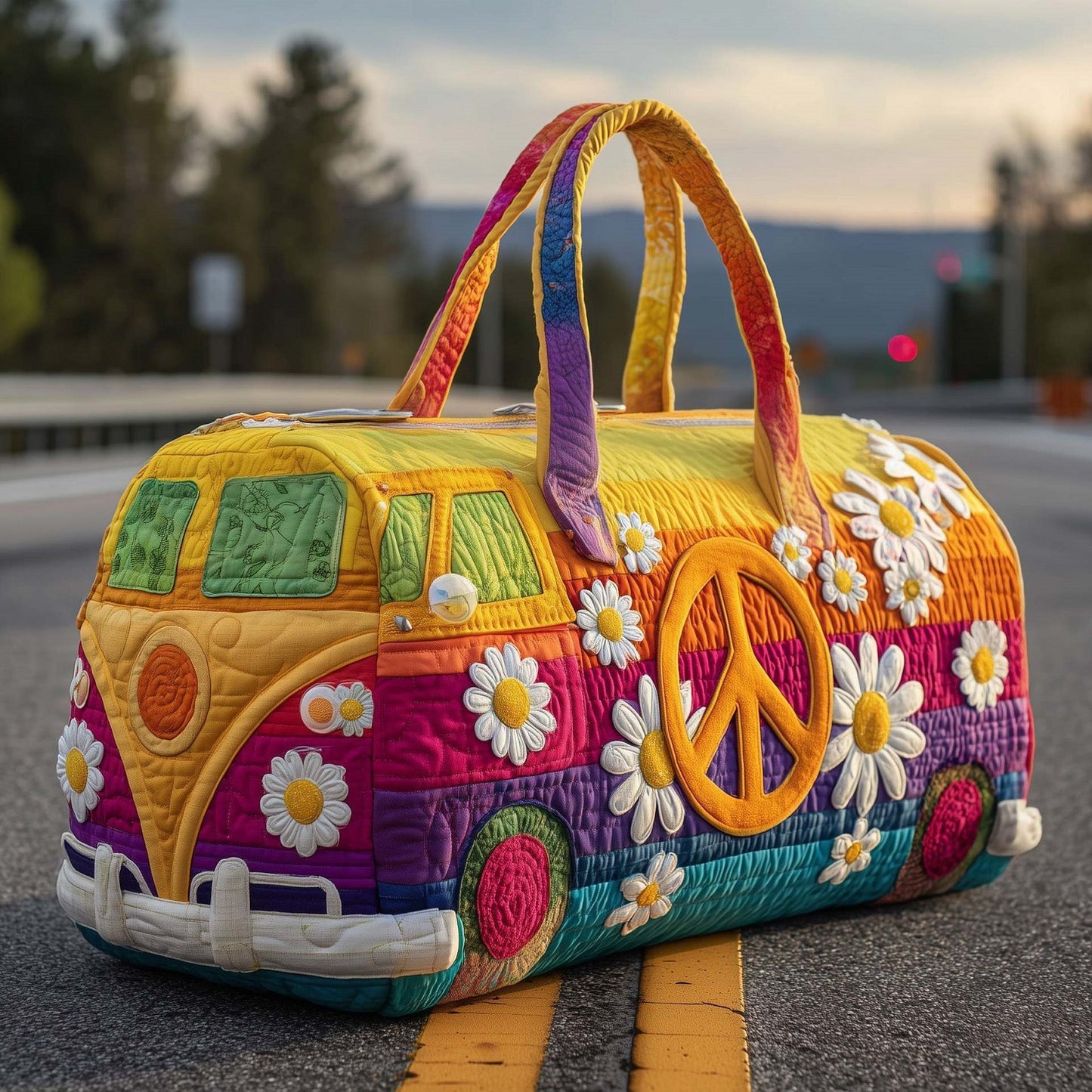 Unisex Boho Quilted Travel Bag Lightweight Weekender