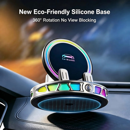 【DealsForYouDays】360° Rotating Wireless Charging Car Phone Mount with RGB Ambient Light — Ultra-Stable Suction, Auto-Lock, Fits Dashboard, Windshield, Compatible with iPhone and Android