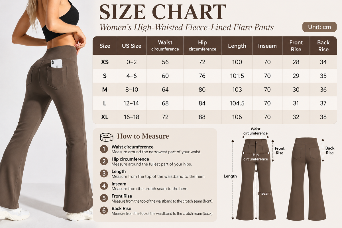 Women’s Fleece Lined Flare Leggings with Pockets