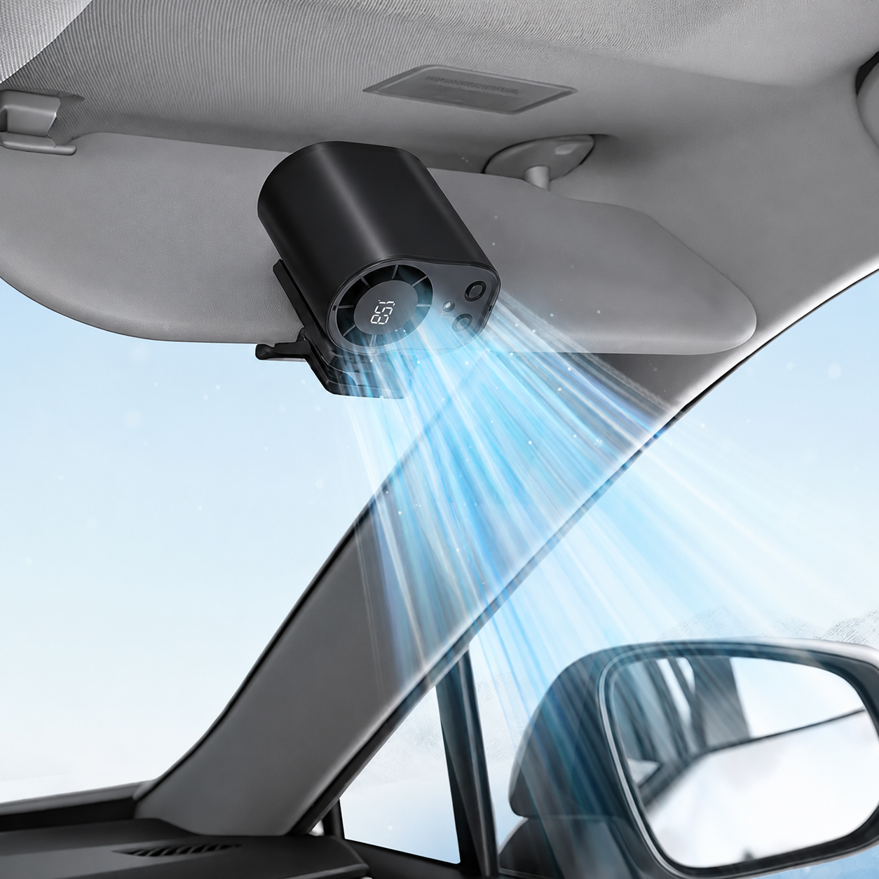 Car Clip Fan with 360° Rotation & USB Rechargeable