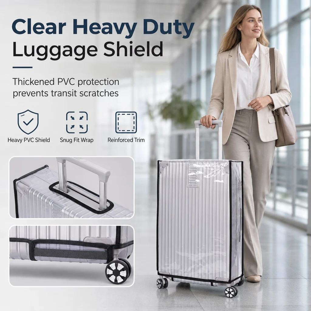 🧳 Clear Waterproof Luggage Cover, Transparent Anti-Scratch Dustproof Suitcase Protector