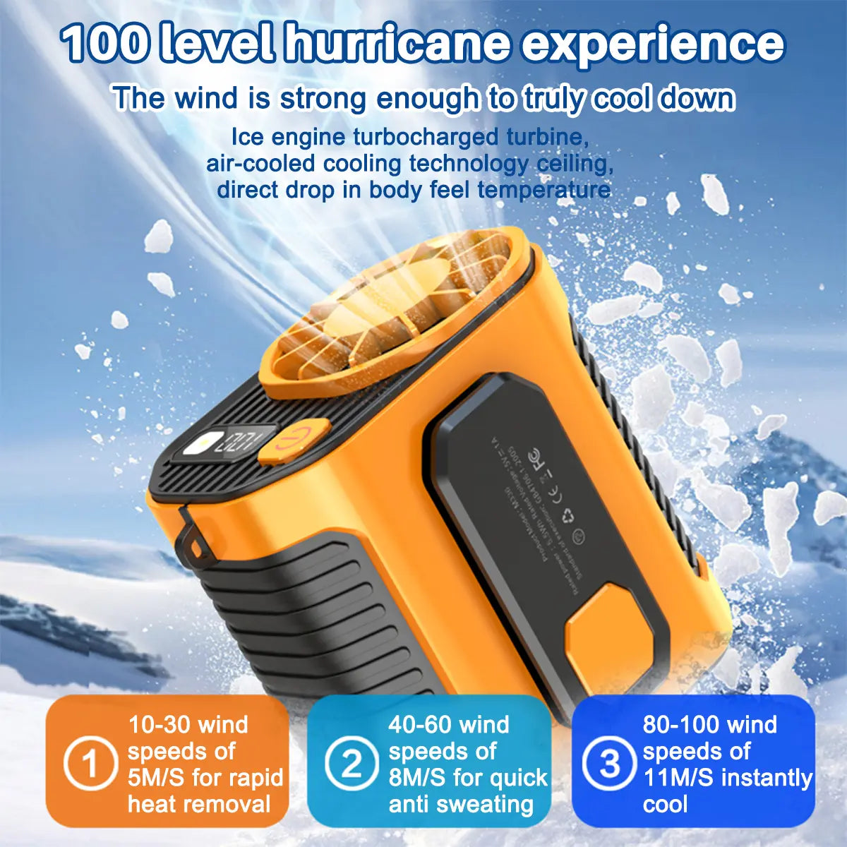 Portable Rechargeable Waist Fan with Power Bank & LED Light