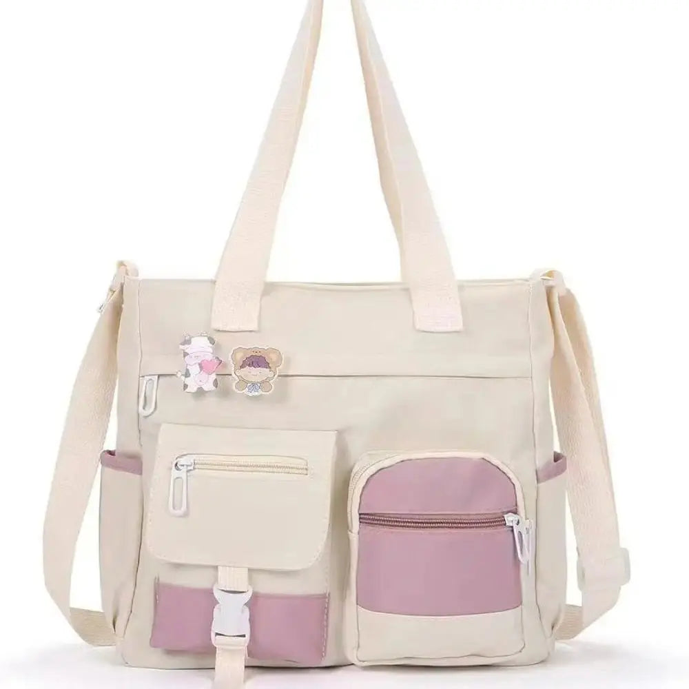 👜 Multi‑Pocket Canvas Tote Bag - Crossbody Shoulder Bag for School Work Travel