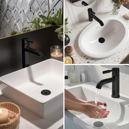 Hibbent 3 in 1 Bathroom Sink Drain Strainer - Matte Black