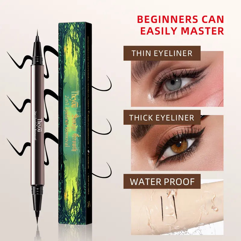 Ultra-Smooth Creamy Liquid Eyeliner | 2-in-1Dual Tip I Weightless, Waterproof & 24H Long-Lasting