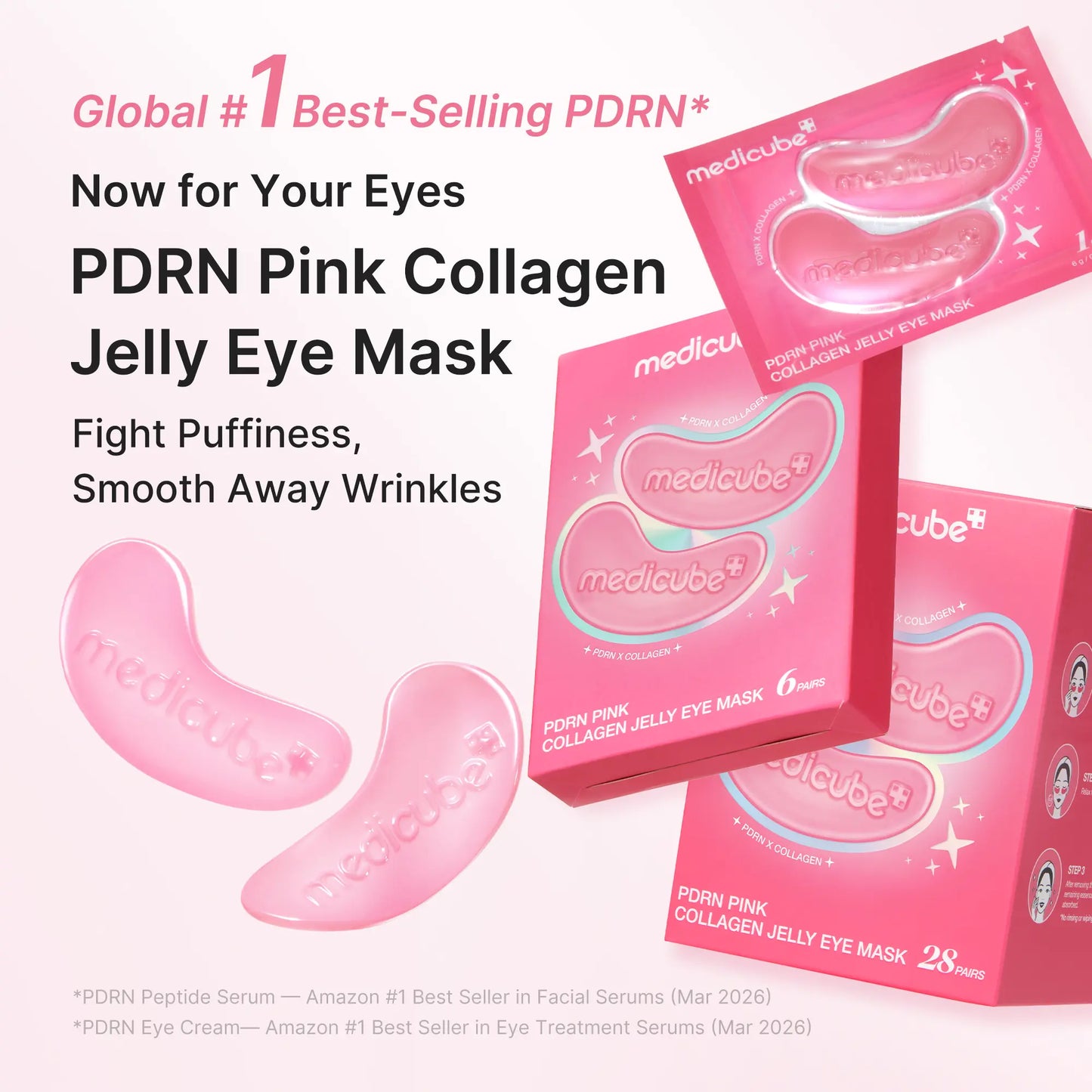 [NEW] [medicube] PDRN Pink Collagen Jelly Eye Mask | Hydrogel Eye Patches with PDRN, Collagen, NAD | Refreshing for Puffy, Tired Eyes | Firming for Look of Wrinkles, Fine Lines | Korean Skincare (6/28/50 Pairs)
