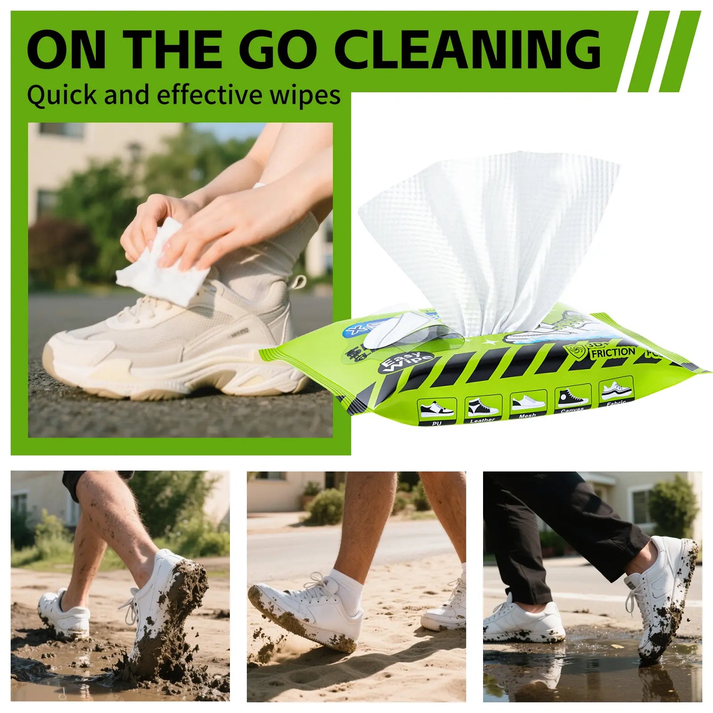 X-SMILE Sports Shoe Cleaning Wet Wipes for White Sneakers
