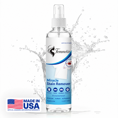 Femmekin Miracle Stain Remover Spray - Powerful All-in-One Cleaning for Clothing, Carpet, Upholstery & Pet Stains