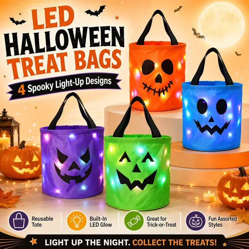 LED Halloween Pumpkin Light Candy Buckets