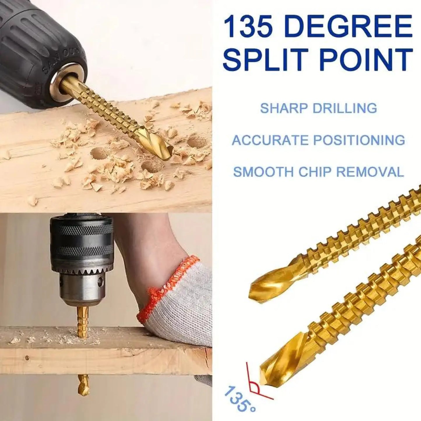 Titanium-Coated High Speed Steel Drill Bit Set for Metal & Wood